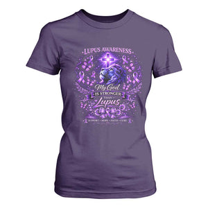 Lupus Awareness T Shirt For Women Lion Purple Ribbon My God Is Stronger Than Lupus TS10 Purple Print Your Wear