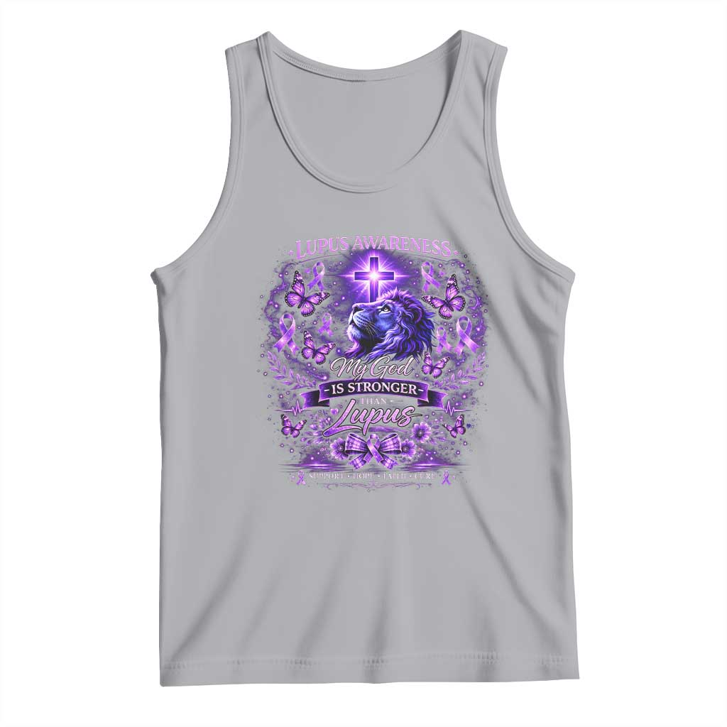 Lupus Awareness Tank Top Lion Purple Ribbon My God Is Stronger Than Lupus TS10 Athletic Heather Print Your Wear