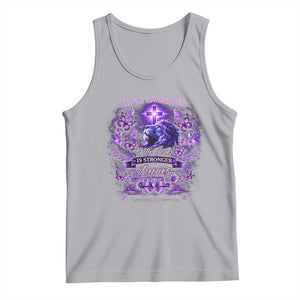 Lupus Awareness Tank Top Lion Purple Ribbon My God Is Stronger Than Lupus TS10 Athletic Heather Print Your Wear