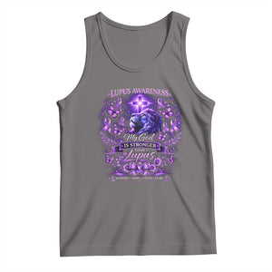 Lupus Awareness Tank Top Lion Purple Ribbon My God Is Stronger Than Lupus TS10 Deep Heather Print Your Wear