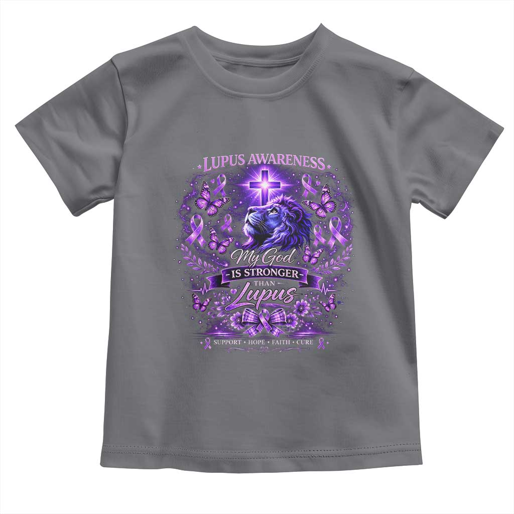 Lupus Awareness Toddler T Shirt Lion Purple Ribbon My God Is Stronger Than Lupus TS10 Charcoal Print Your Wear