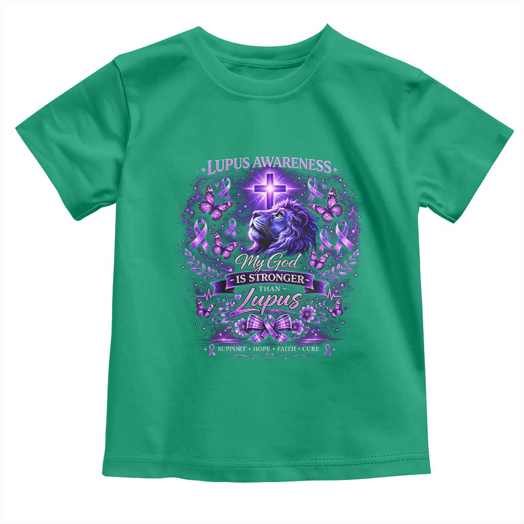 Lupus Awareness Toddler T Shirt Lion Purple Ribbon My God Is Stronger Than Lupus TS10 Irish Green Print Your Wear