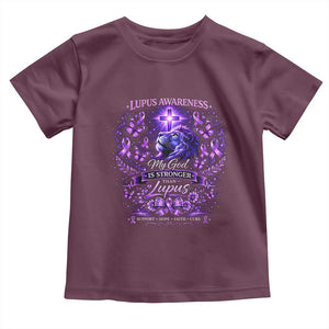 Lupus Awareness Toddler T Shirt Lion Purple Ribbon My God Is Stronger Than Lupus TS10 Maroon Print Your Wear