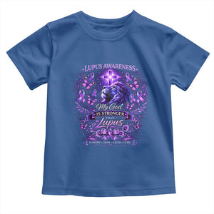 Lupus Awareness Toddler T Shirt Lion Purple Ribbon My God Is Stronger Than Lupus TS10 Royal Blue Print Your Wear