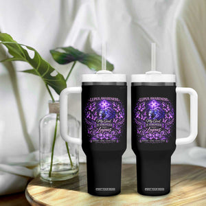 Lupus Awareness Tumbler With Handle Lion Purple Ribbon My God Is Stronger Than Lupus TS10 Print Your Wear