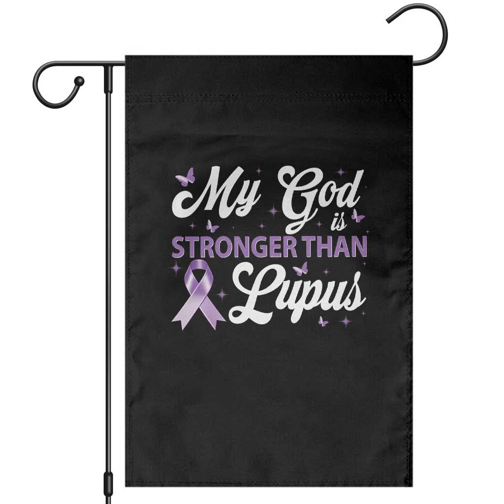 My God Is Bigger Than Lupus Garden Flag Purple Ribbon TS10 Black Print Your Wear