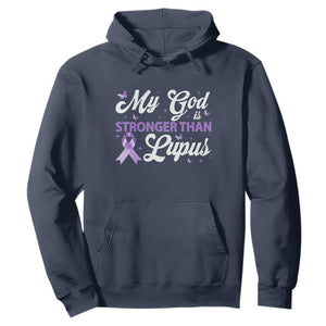 My God Is Bigger Than Lupus Hoodie Purple Ribbon TS10 Navy Print Your Wear