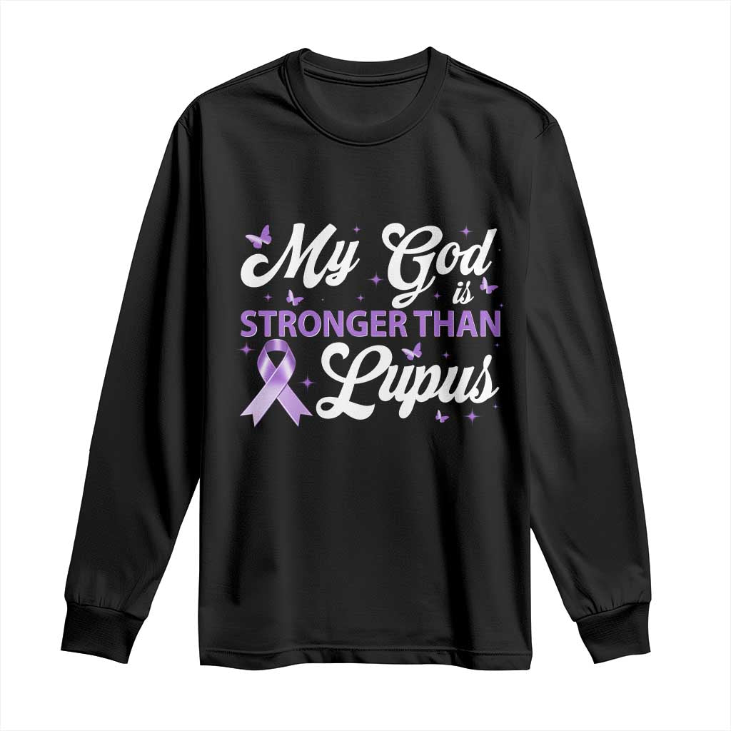 My God Is Bigger Than Lupus Long Sleeve Shirt Purple Ribbon TS10 Black Print Your Wear