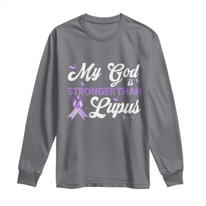 My God Is Bigger Than Lupus Long Sleeve Shirt Purple Ribbon TS10 Charcoal Print Your Wear