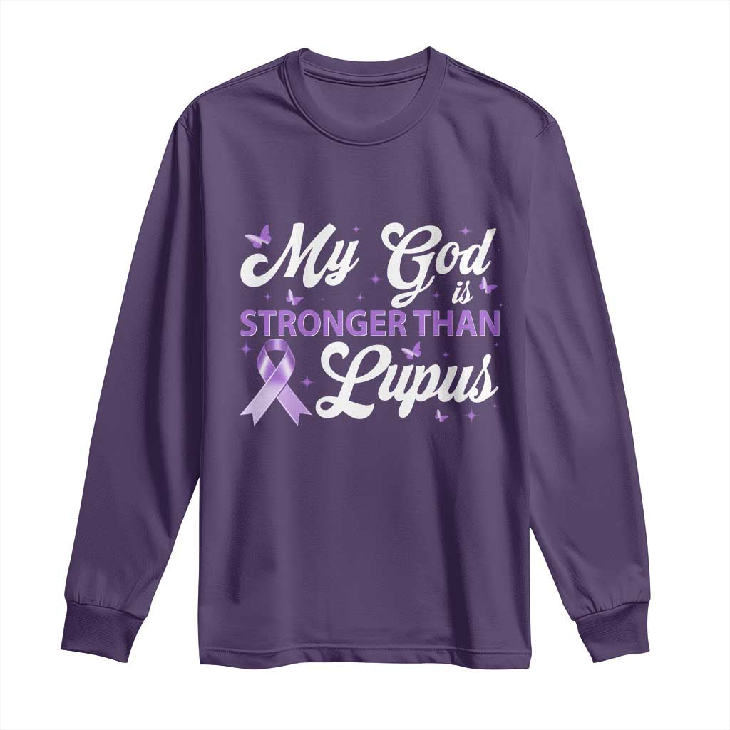 My God Is Bigger Than Lupus Long Sleeve Shirt Purple Ribbon TS10 Purple Print Your Wear