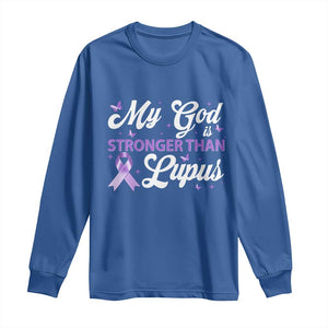 My God Is Bigger Than Lupus Long Sleeve Shirt Purple Ribbon TS10 Royal Blue Print Your Wear