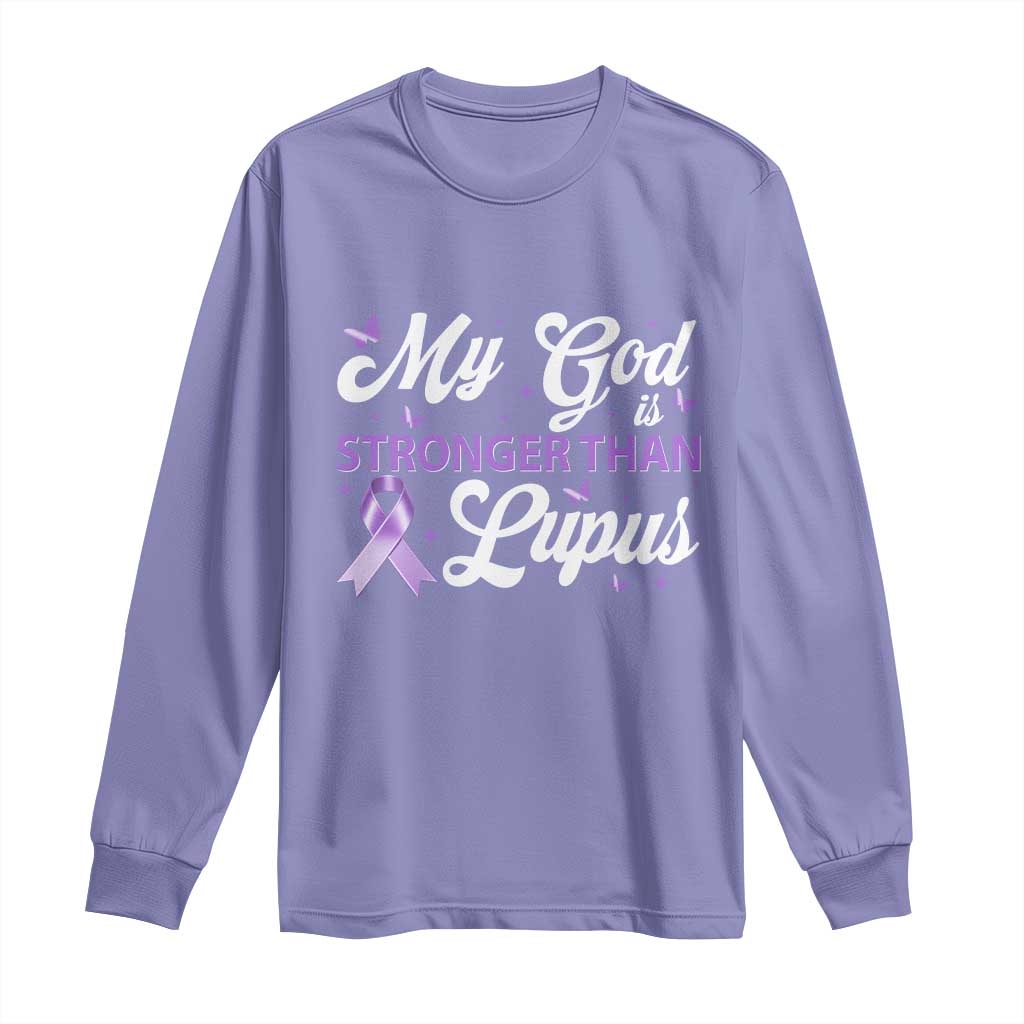 My God Is Bigger Than Lupus Long Sleeve Shirt Purple Ribbon TS10 Violet Print Your Wear