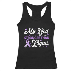 My God Is Bigger Than Lupus Racerback Tank Top Purple Ribbon TS10 Black Print Your Wear