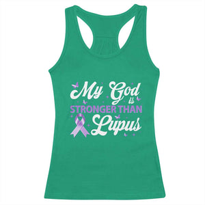 My God Is Bigger Than Lupus Racerback Tank Top Purple Ribbon TS10 Irish Green Print Your Wear