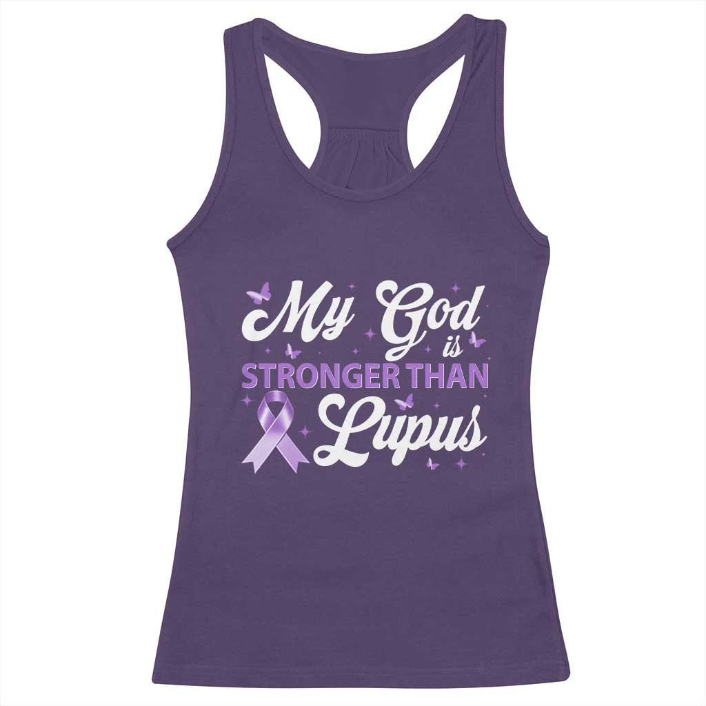 My God Is Bigger Than Lupus Racerback Tank Top Purple Ribbon TS10 Purple Print Your Wear