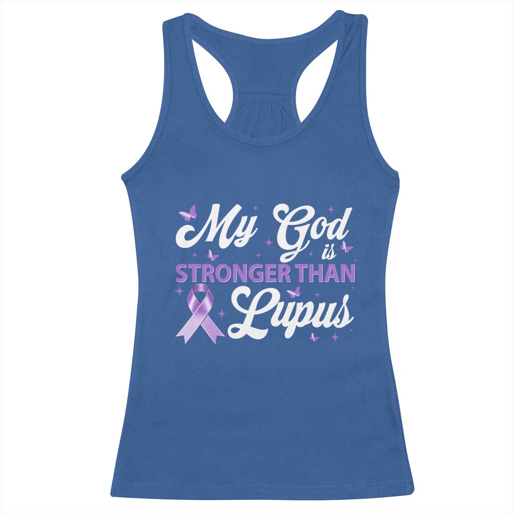 My God Is Bigger Than Lupus Racerback Tank Top Purple Ribbon TS10 Royal Blue Print Your Wear