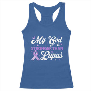 My God Is Bigger Than Lupus Racerback Tank Top Purple Ribbon TS10 Royal Blue Print Your Wear