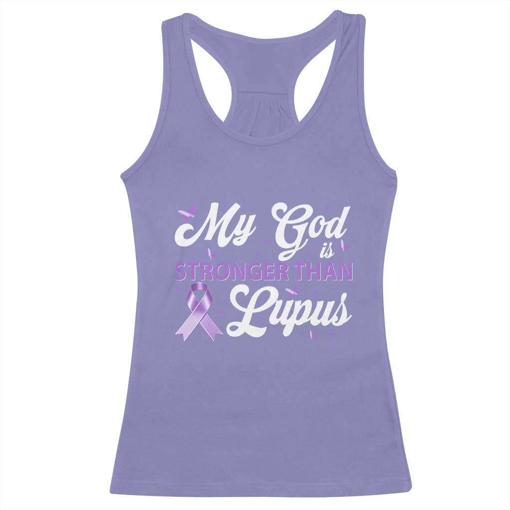 My God Is Bigger Than Lupus Racerback Tank Top Purple Ribbon TS10 Violet Print Your Wear