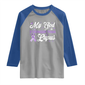 My God Is Bigger Than Lupus Raglan Shirt Purple Ribbon TS10 Sport Gray Royal Print Your Wear