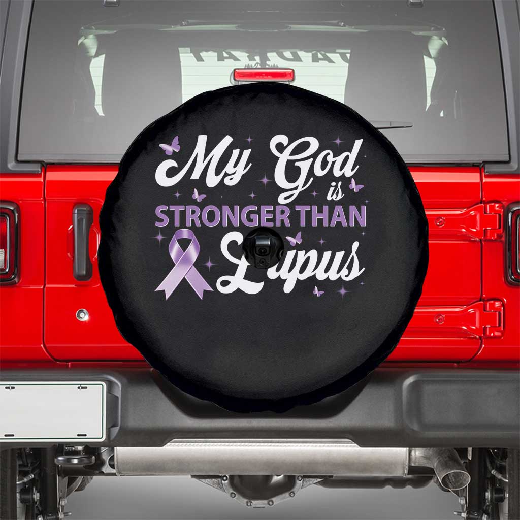 My God Is Bigger Than Lupus Spare Tire Cover Purple Ribbon TS10 Black Print Your Wear
