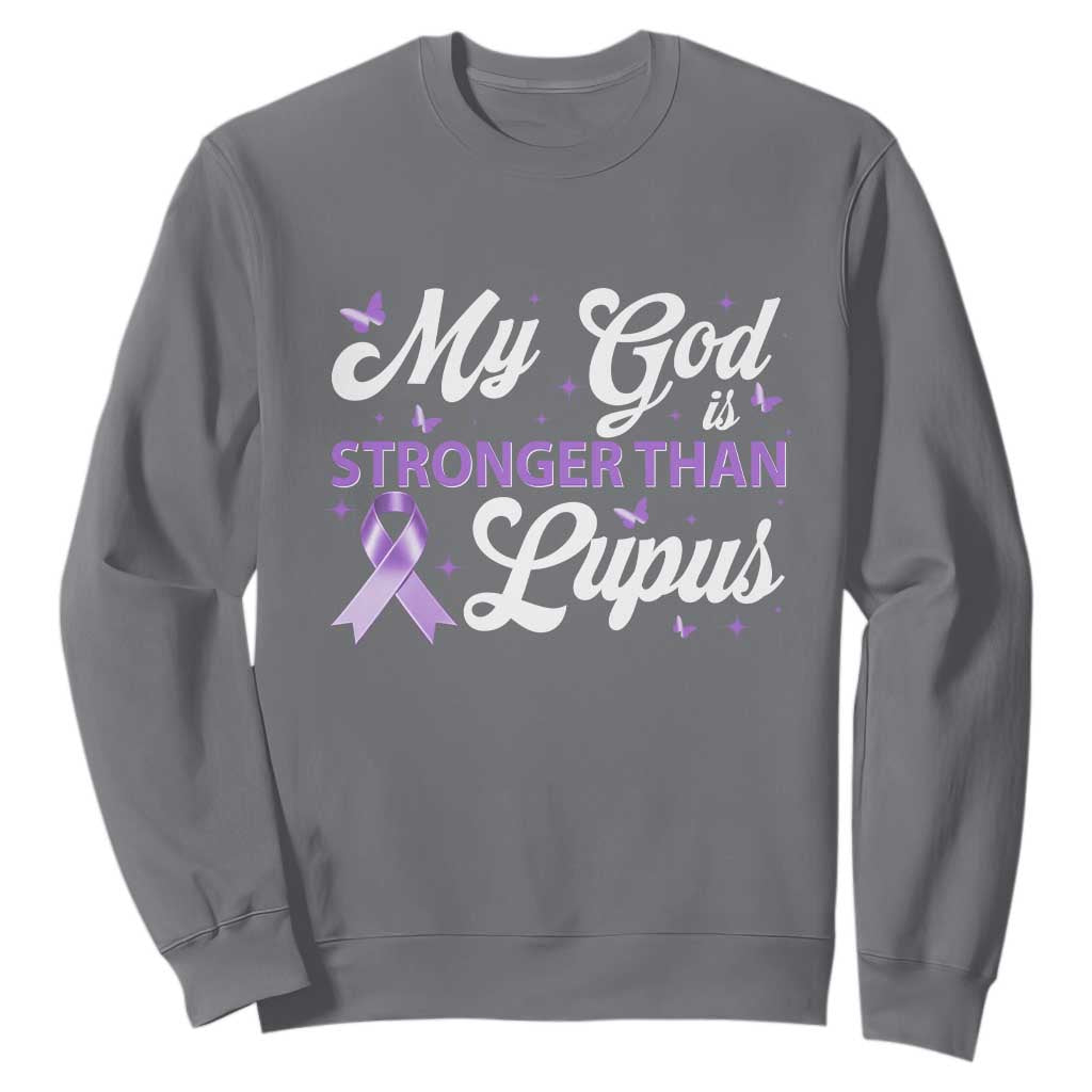 My God Is Bigger Than Lupus Sweatshirt Purple Ribbon TS10 Charcoal Print Your Wear