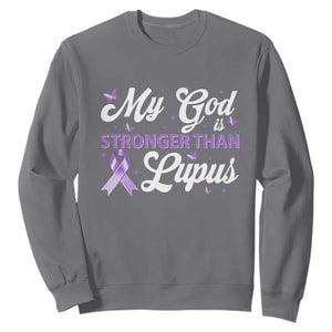My God Is Bigger Than Lupus Sweatshirt Purple Ribbon TS10 Charcoal Print Your Wear