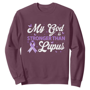 My God Is Bigger Than Lupus Sweatshirt Purple Ribbon TS10 Maroon Print Your Wear