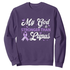 My God Is Bigger Than Lupus Sweatshirt Purple Ribbon TS10 Purple Print Your Wear