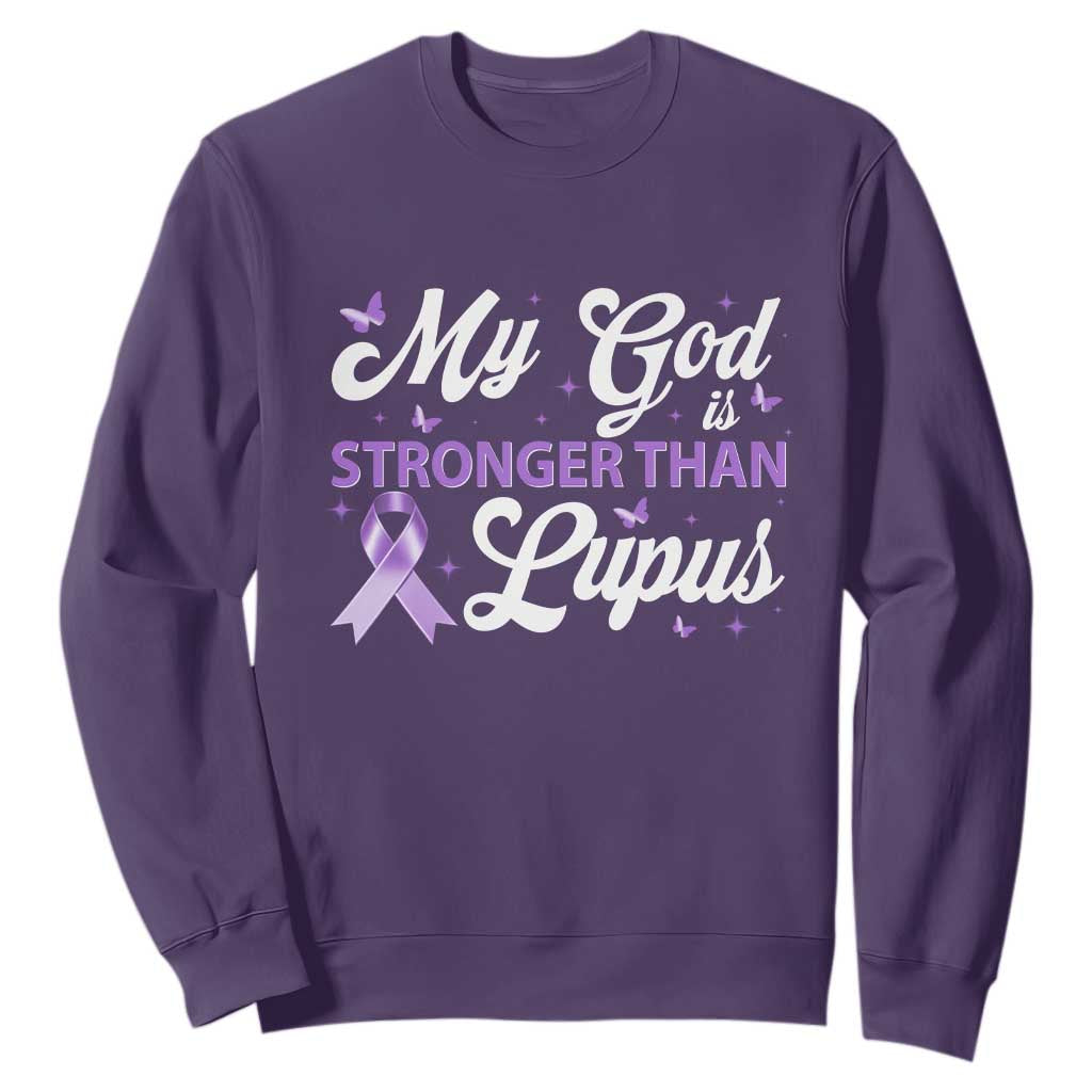 My God Is Bigger Than Lupus Sweatshirt Purple Ribbon TS10 Purple Print Your Wear