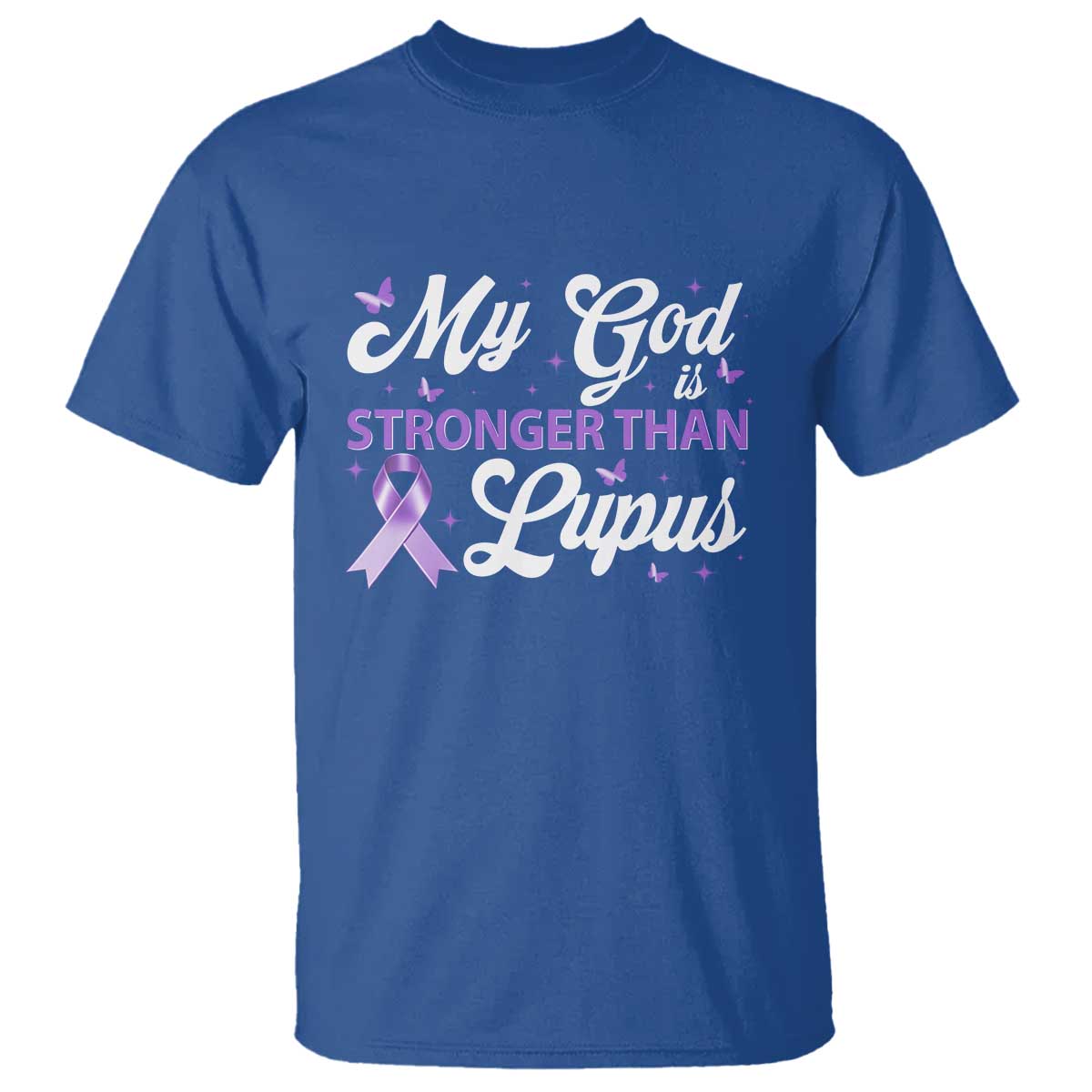 My God Is Bigger Than Lupus T Shirt Purple Ribbon TS10 Royal Blue Print Your Wear