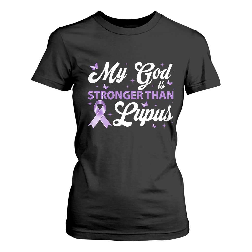My God Is Bigger Than Lupus T Shirt For Women Purple Ribbon TS10 Black Print Your Wear