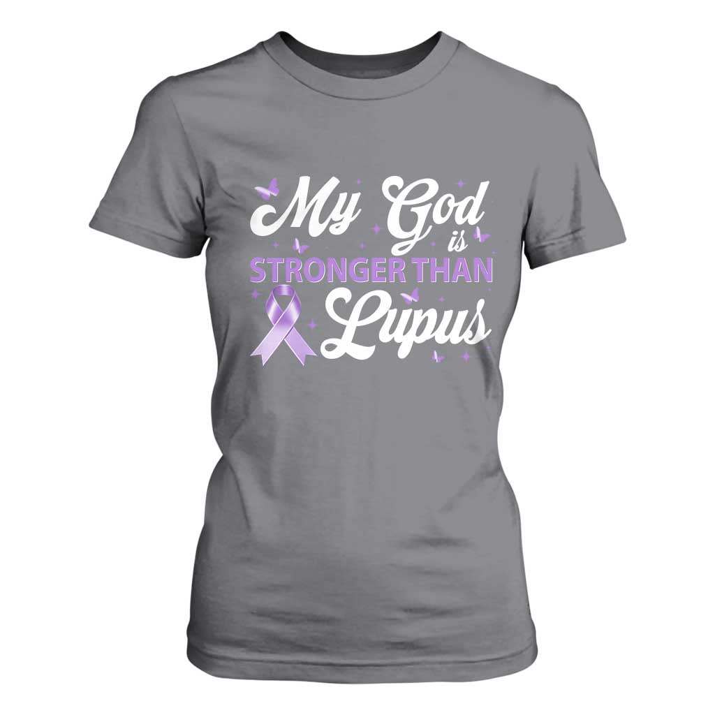My God Is Bigger Than Lupus T Shirt For Women Purple Ribbon TS10 Charcoal Print Your Wear