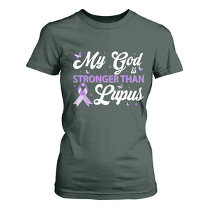 My God Is Bigger Than Lupus T Shirt For Women Purple Ribbon TS10 Dark Forest Green Print Your Wear