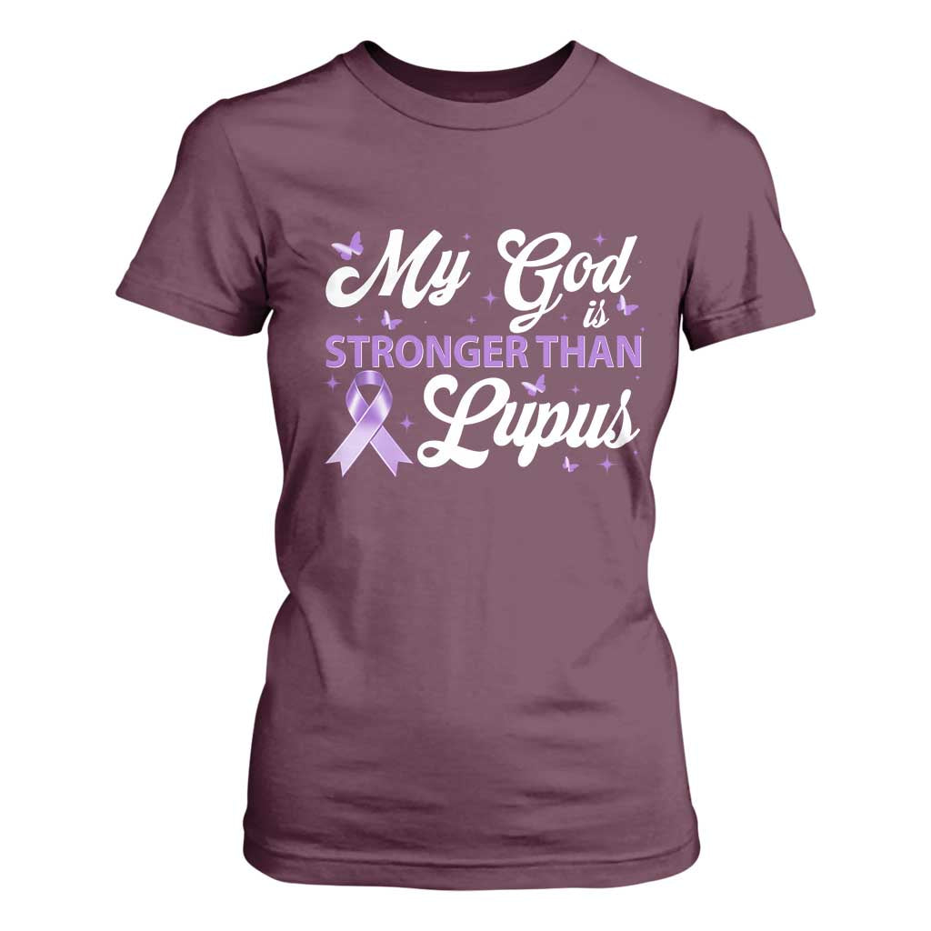 My God Is Bigger Than Lupus T Shirt For Women Purple Ribbon TS10 Maroon Print Your Wear