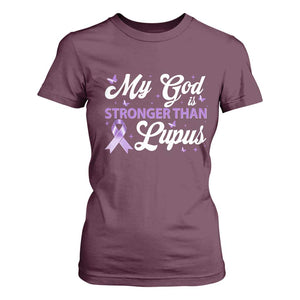 My God Is Bigger Than Lupus T Shirt For Women Purple Ribbon TS10 Maroon Print Your Wear