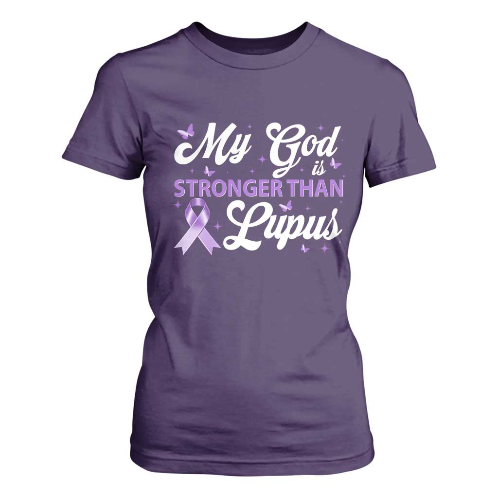 My God Is Bigger Than Lupus T Shirt For Women Purple Ribbon TS10 Purple Print Your Wear