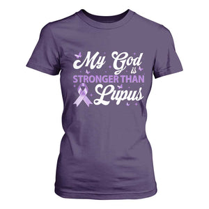 My God Is Bigger Than Lupus T Shirt For Women Purple Ribbon TS10 Purple Print Your Wear