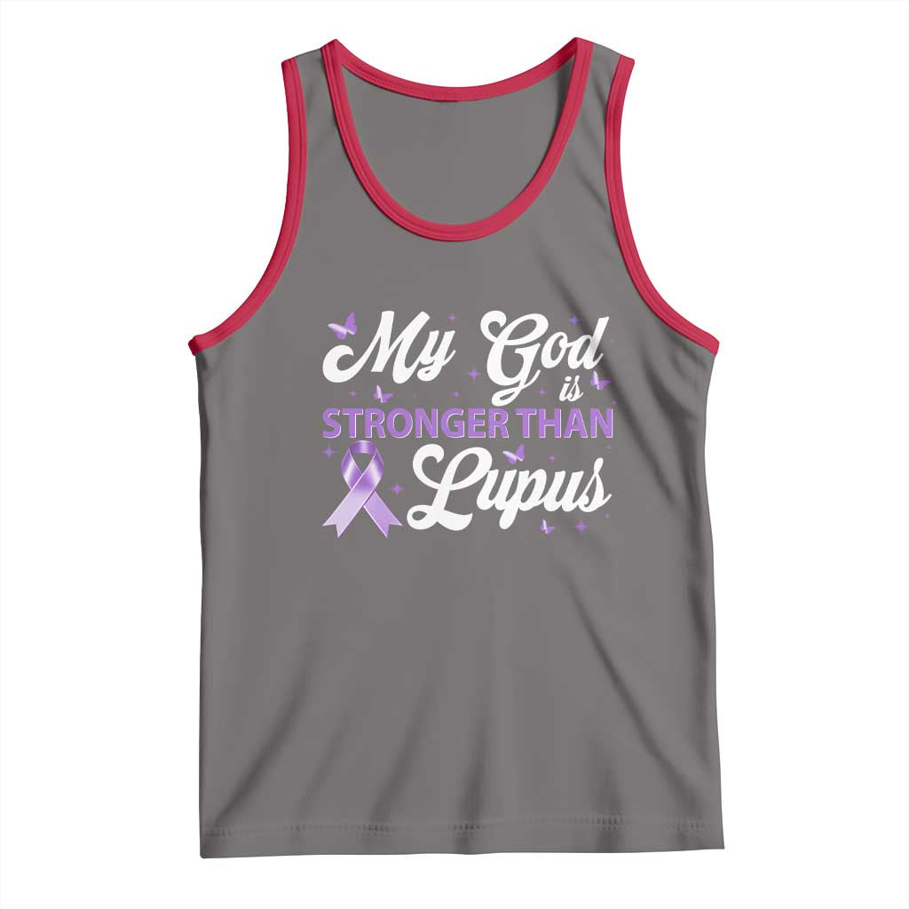 My God Is Bigger Than Lupus Tank Top Purple Ribbon TS10 Deep Heather Red Print Your Wear