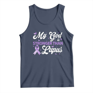 My God Is Bigger Than Lupus Tank Top Purple Ribbon TS10 Navy Print Your Wear