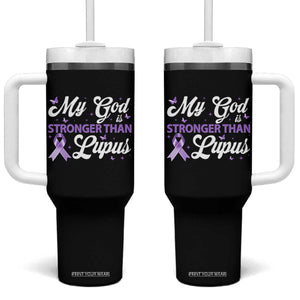 My God Is Bigger Than Lupus Tumbler With Handle Purple Ribbon TS10 One Size: 40 oz Black Print Your Wear
