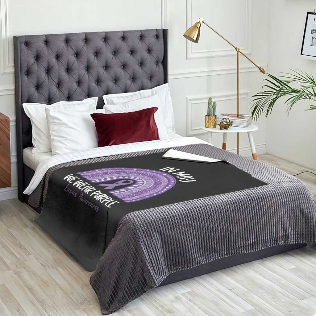 Lupus Awareness Throw Blanket In May We Wear Purple Ribbon Rainbow TS10 Print Your Wear