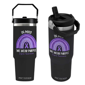 Lupus Awareness Flip Straw Tumbler In May We Wear Purple Ribbon Rainbow TS10 One Size: 30 oz Black Print Your Wear
