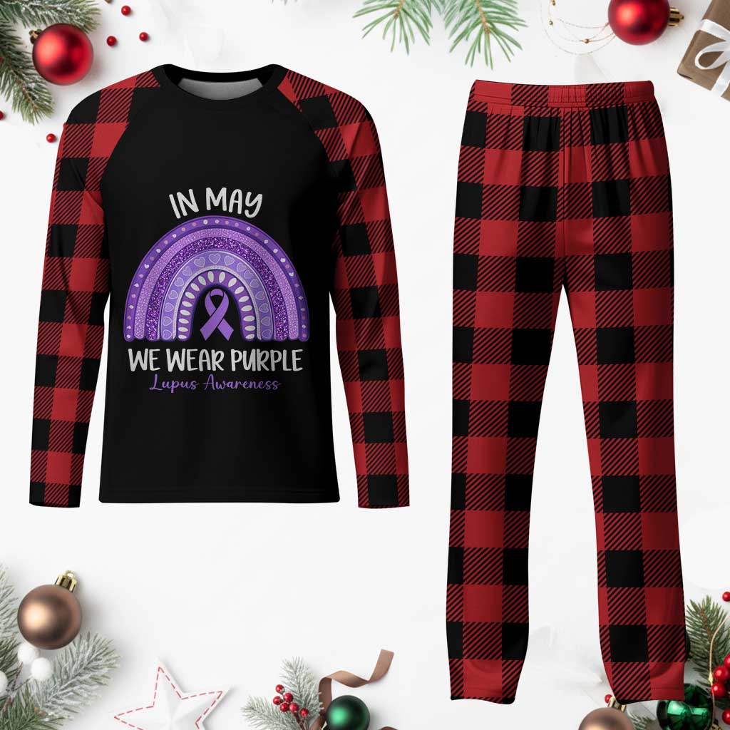 Lupus Awareness Plaid Pajama Set In May We Wear Purple Ribbon Rainbow TS10 Buffalo Plaid Print Your Wear