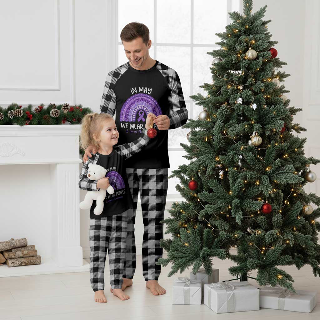 Lupus Awareness Plaid Pajama Set In May We Wear Purple Ribbon Rainbow TS10 White Plaid Print Your Wear