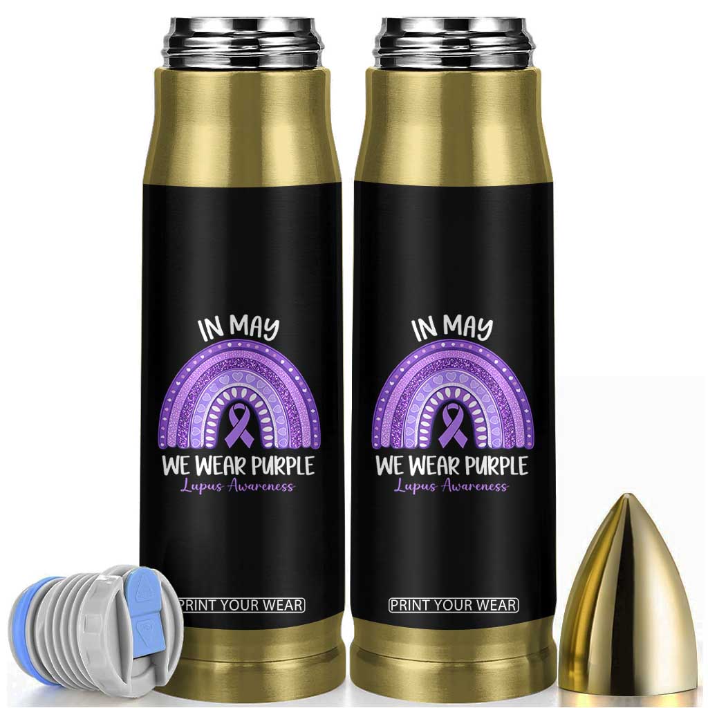 Lupus Awareness Bullet Tumbler In May We Wear Purple Ribbon Rainbow TS10 Black Print Your Wear