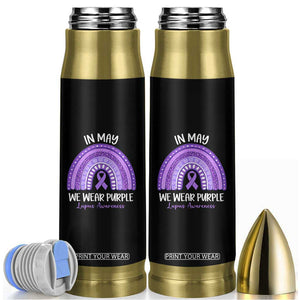 Lupus Awareness Bullet Tumbler In May We Wear Purple Ribbon Rainbow TS10 Black Print Your Wear