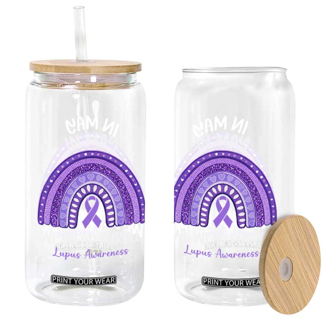 Lupus Awareness Glass Can In May We Wear Purple Ribbon Rainbow TS10 Print Your Wear