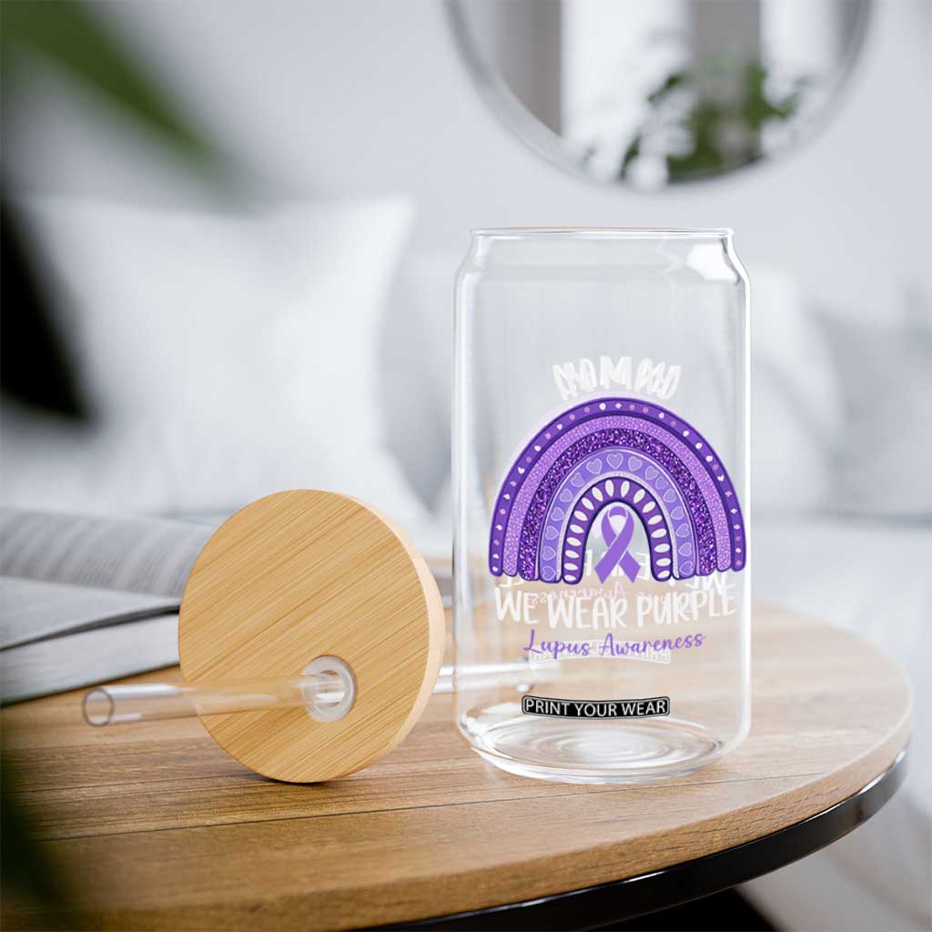 Lupus Awareness Glass Can In May We Wear Purple Ribbon Rainbow TS10 Print Your Wear