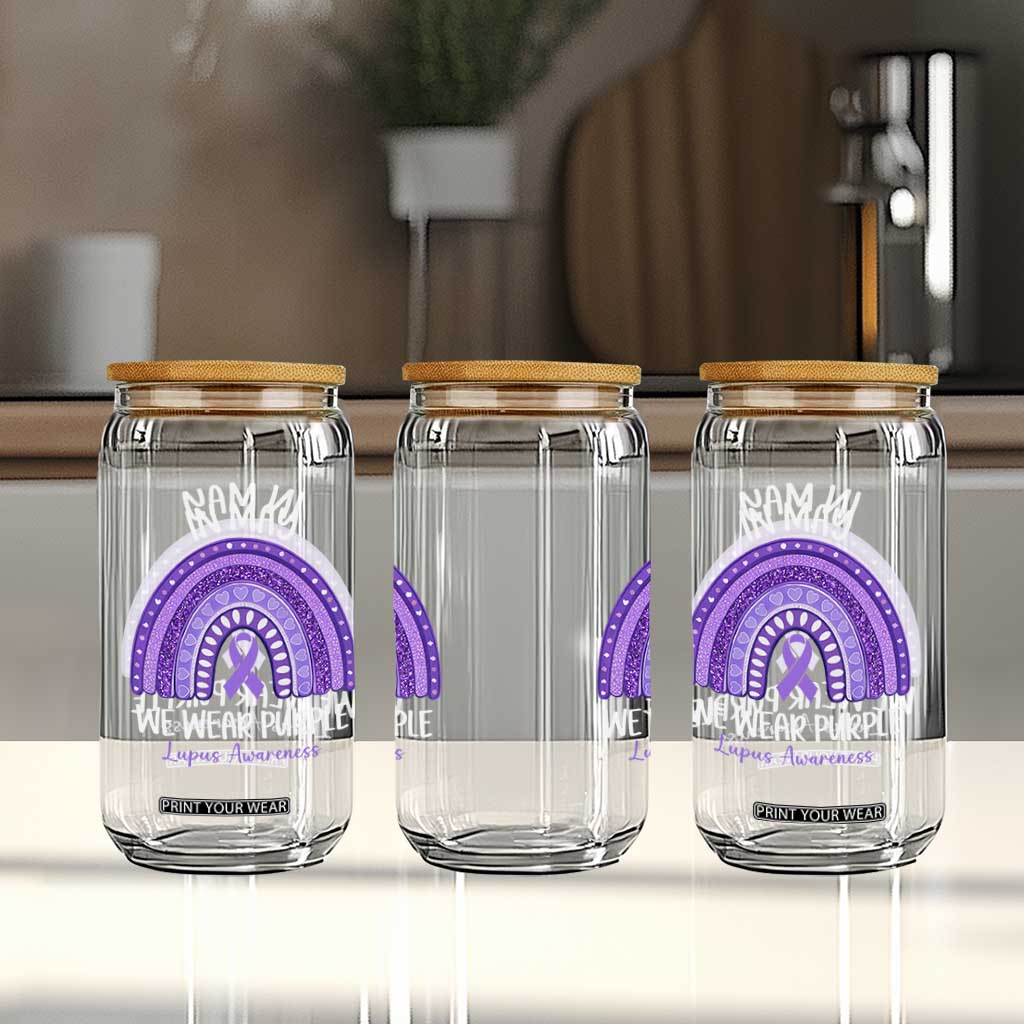 Lupus Awareness Glass Can In May We Wear Purple Ribbon Rainbow TS10 Print Your Wear