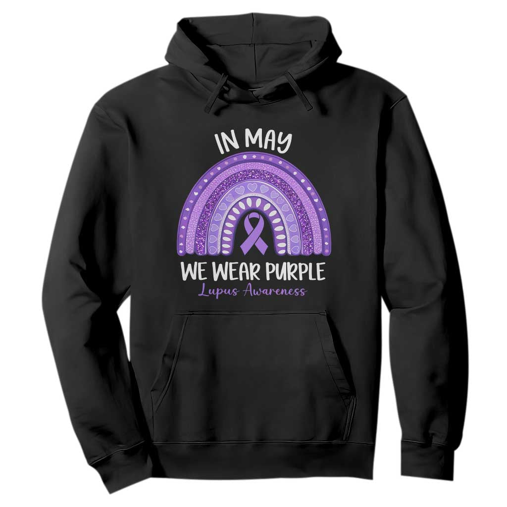 Lupus Awareness Hoodie In May We Wear Purple Ribbon Rainbow TS10 Black Print Your Wear